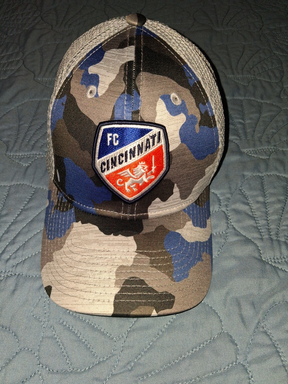 New Era FC Cincinnati Blue, Gray & Tan Camo Trucker Hat